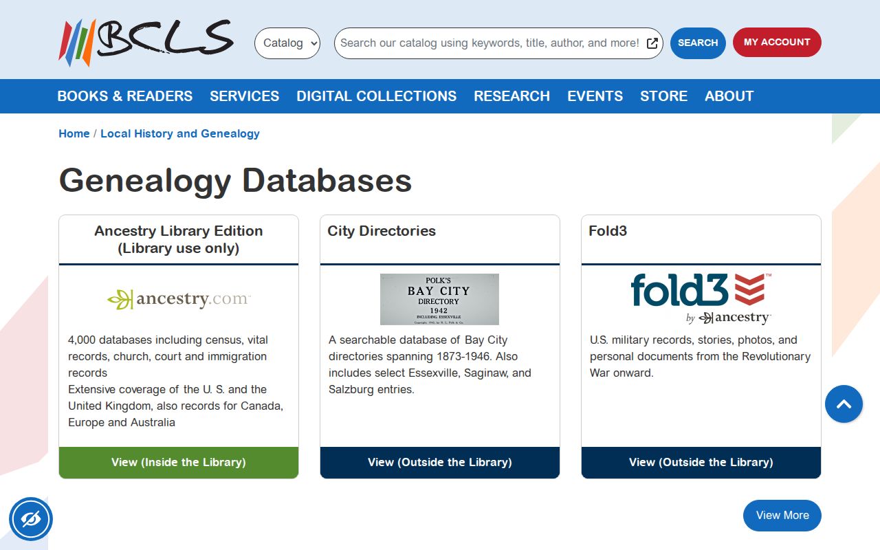 Bay City historical directory genealogy database page at Bay County Library