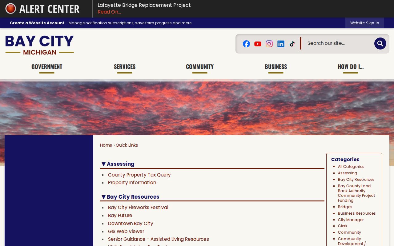 Bay City residents directory city resource links