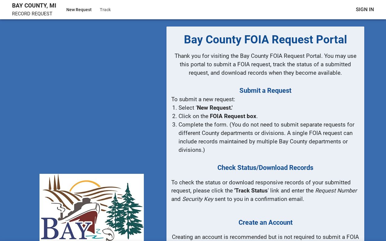 Bay City residents directory Bay County FOIA request portal